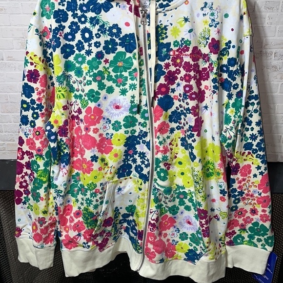 Champion Floral Print Campus Moisture Wick Athleisure Hoodie Zip Up Sport Jacket - Picture 5 of 13